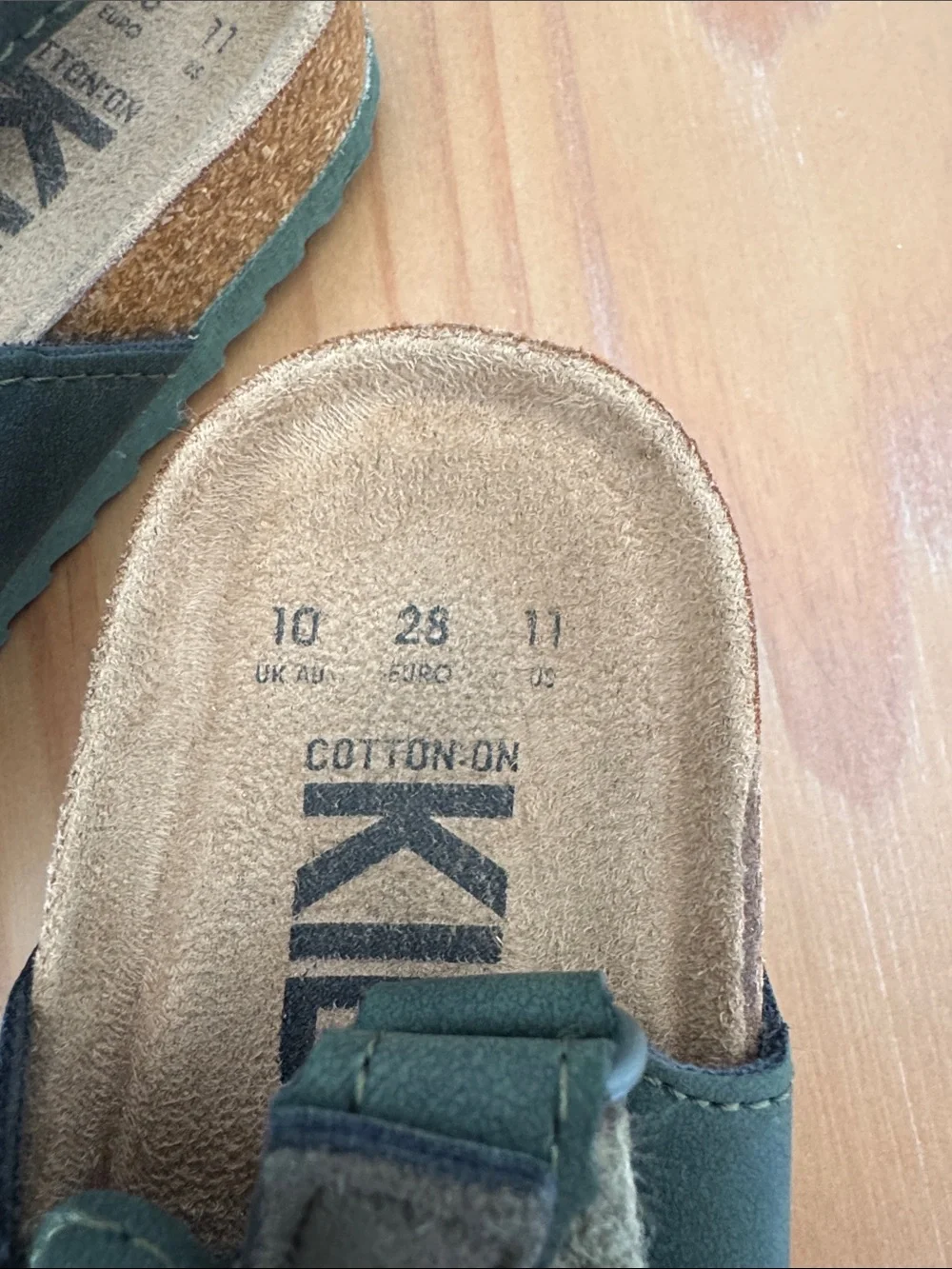 Cotton On Kids Adjustable Birkenstock like Buckle Sandals - Dark Green